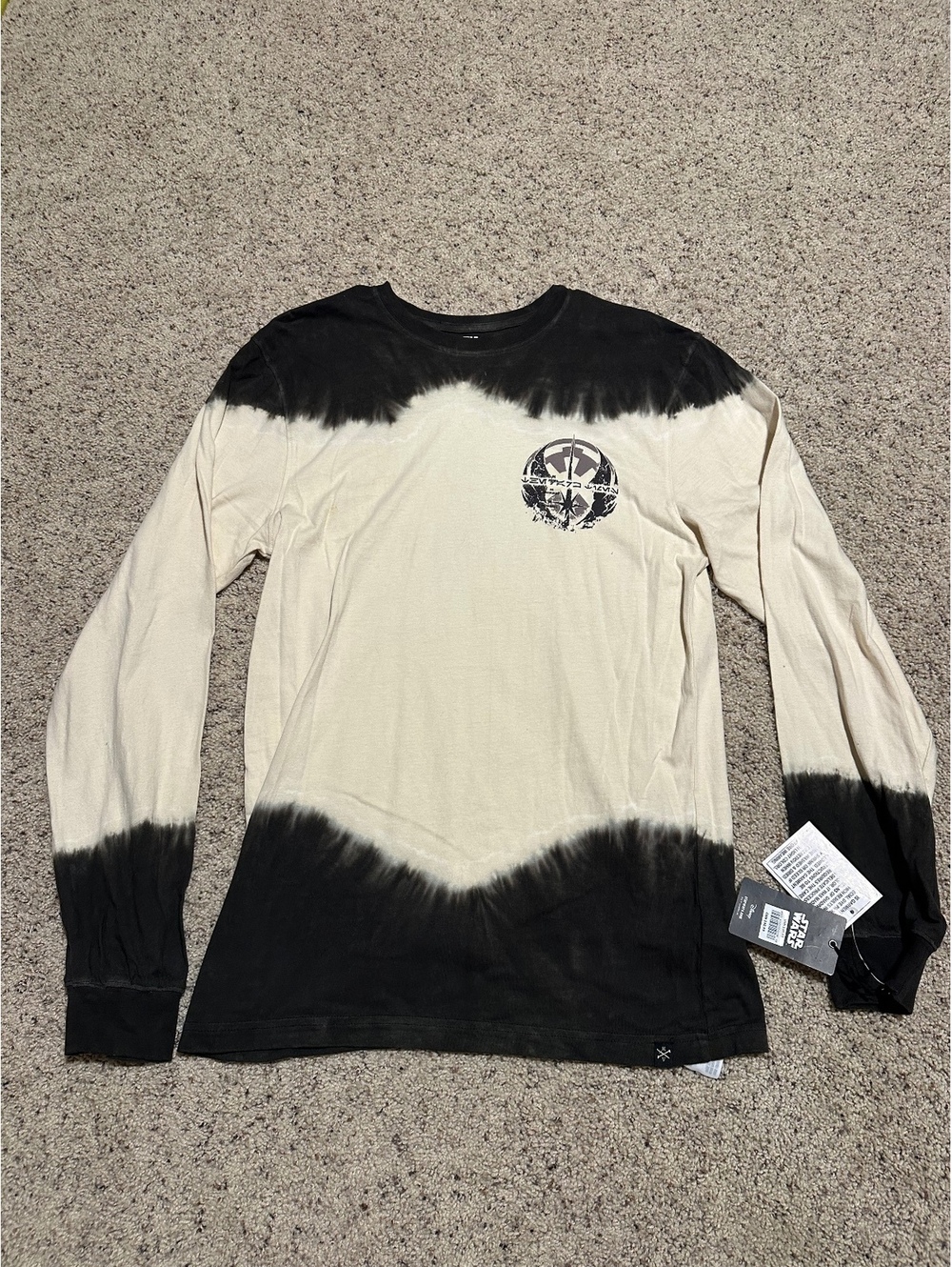 Star Wars Tie-Dye Long Sleeve Shirt with Lightsaber Graphic, Size Medium